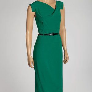 Emerald Belted Cross Bodice Dress |